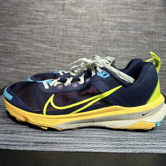Nike React Terra Kiger 9 Trail Running Shoes DR2693-400 Blue Yellow - Mens 9.5 - Picture 1 of 16